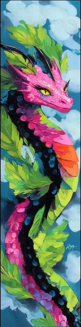 Free dragon bookmark featuring a pretty colorful dragon